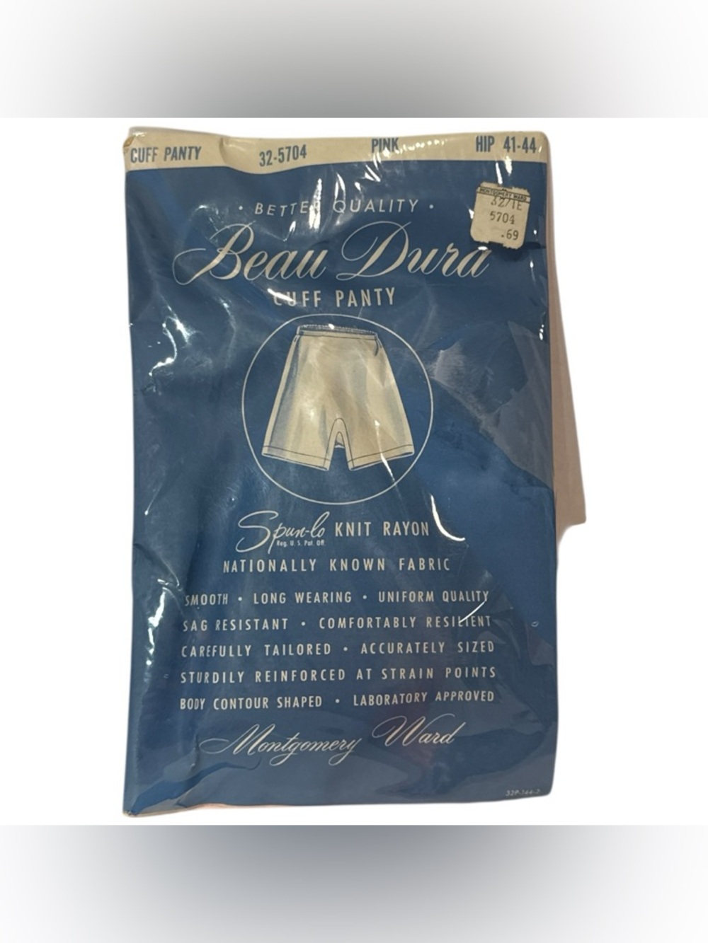 Vtg Beau Dura Cuff Panty Pink Rayon Granny Panties Size L XL NOS Montgomery Ward